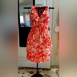 CHAPS BEAUTIFUL A-Line MIDI Dress, FLORAL Pattern Super Stretch, NO IRON Fabric